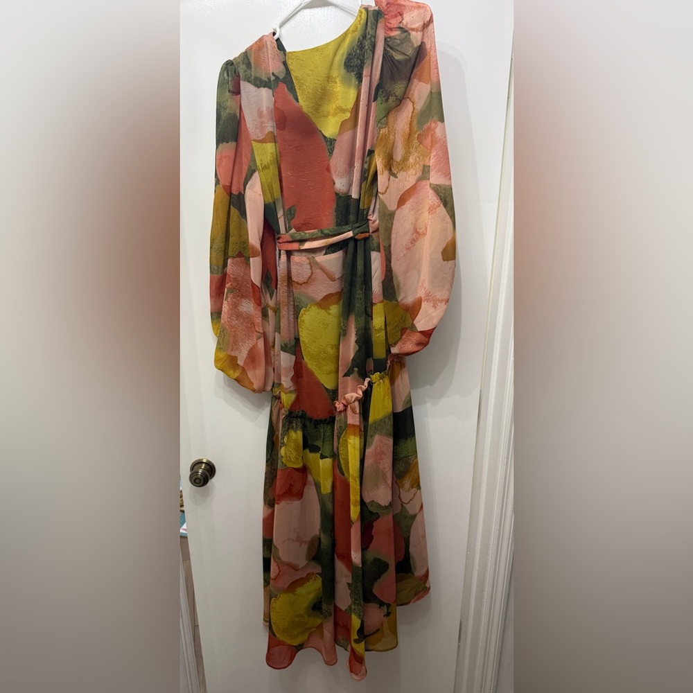 Hutch Floral High-Low Maxi Dress in Pink, Yellow & Olive - Picture 3 of 5